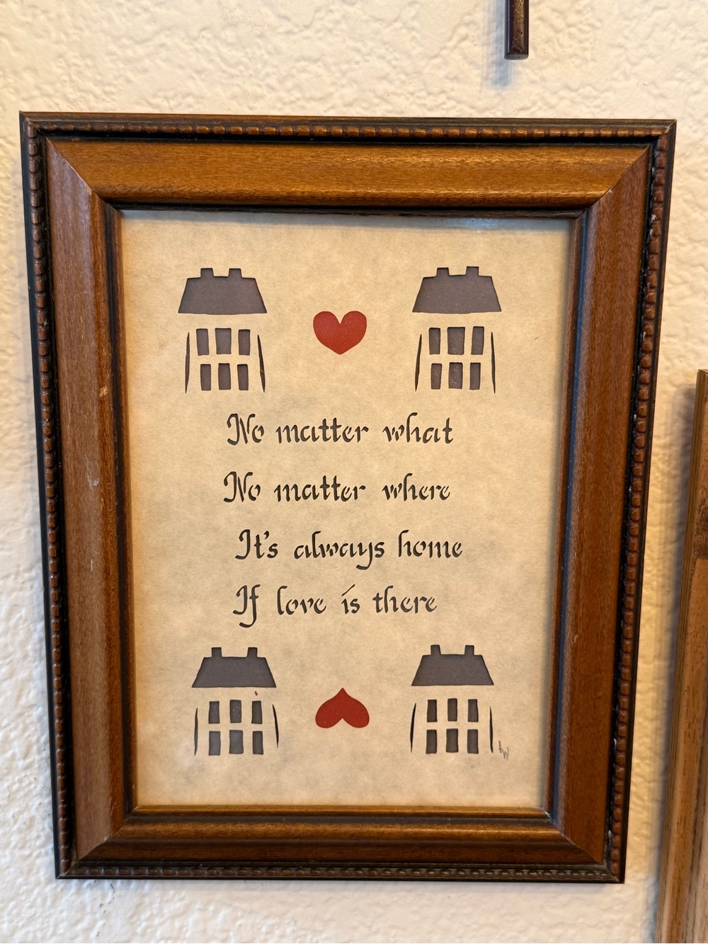 Vintage Framed Wall Art with Red and Brown Accents